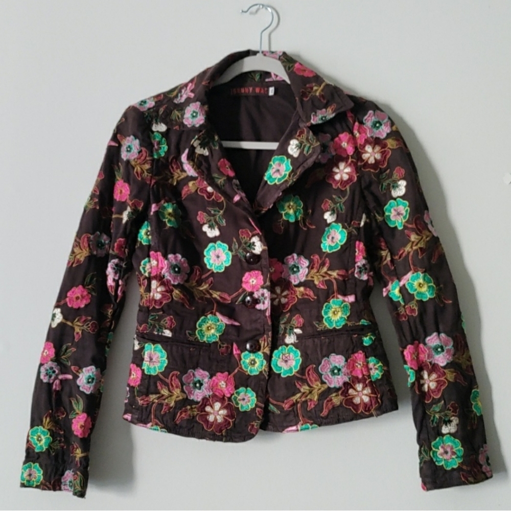 Johnny Was Women's Embroidered Floral Blazer Jacket Y2K Size XS